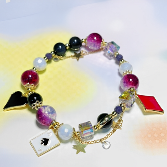 Genshin Impact Lyney Inspired Crystal Beaded Bracelet