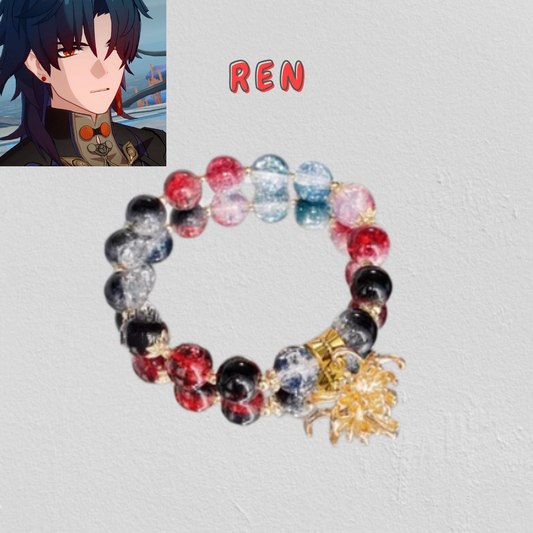 Honkai Star Rail Ren Inspired Crystal Beaded Bracelet